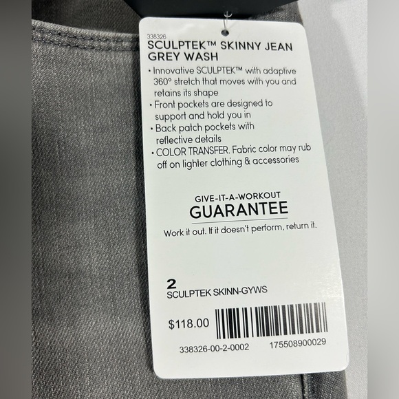 NWT Athleta Sculptek Gray Skinny Jeans Women’s size 2 Stretchy - Picture 7 of 10